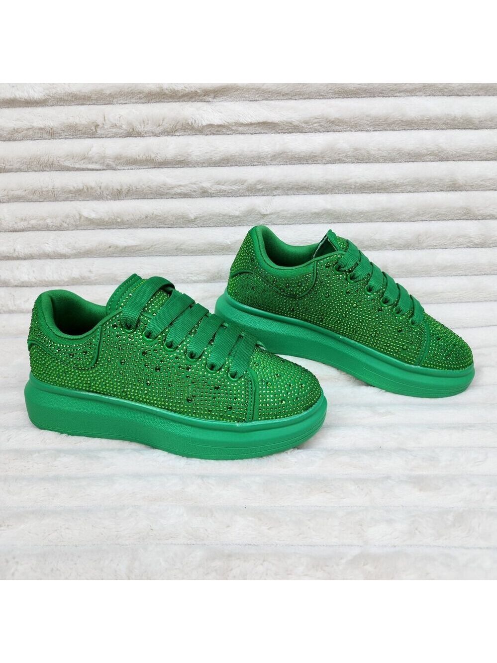 NIB Cush Baby Green Rhinestone Sneakers Tennis Shoes